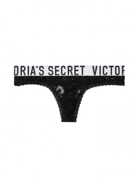Докладніше про Мереживні трусики-стрінги Lacie Logo від Victoria&#039;s Secret - Black Exploded Colored
