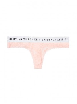 More about Кружевные трусики-стринги Victoria&#039;s Secret из коллекции Lacie Logo - Millenial Pink White Waistban