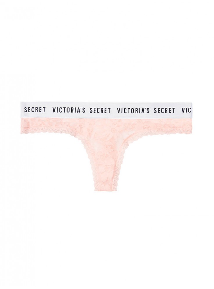 Mini Logo Strappy Cheekster — женские трусики PINK от Виктории Сикрет,  заказывайте нижнее белье в интернет магазине victoria4you
