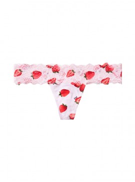 Докладніше про Трусики-стрінги Victoria&#039;s Secret із колекції Cotton Lace-waist - Pinch Me Pink Strawberries