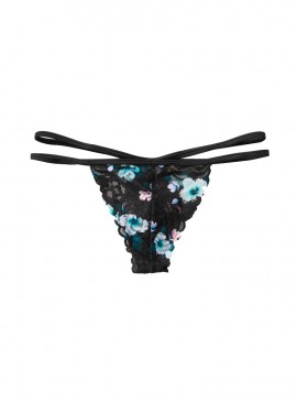 Докладніше про Трусики-стрінги Victoria&#039;s Secret PINK із колекції Strappy Lace - Black Iconic Floral