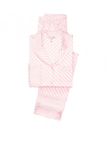 Сатинова піжама Victoria's Secret із серії The Satin - Stripe Bias Pink Stripe