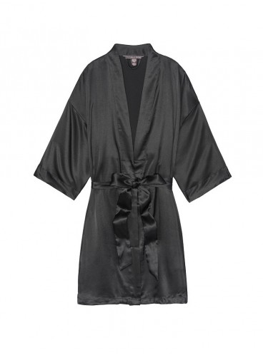 Розкішний халат Very Sexy Short Satin Kimono - Black від Victoria's Secret