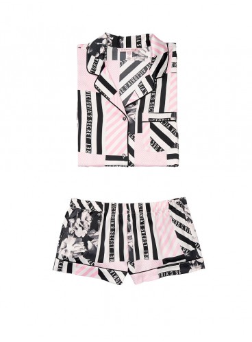 Сатинова піжамка з шортиками Victoria's Secret із серії The Sleepover - Patchwork