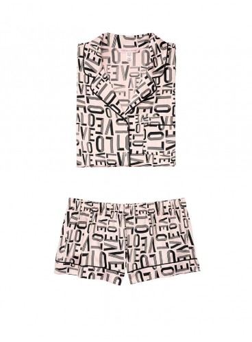 Сатинова піжамка з шортиками Victoria's Secret із серії The Sleepover - Striped Love