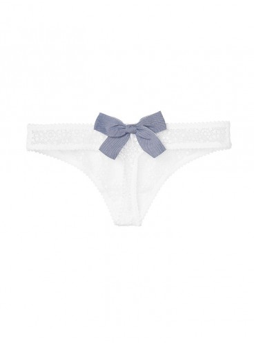 Трусики-стринги из коллекции Dream Angels от Victoria's Secret - White With Light Blue Denim Bow