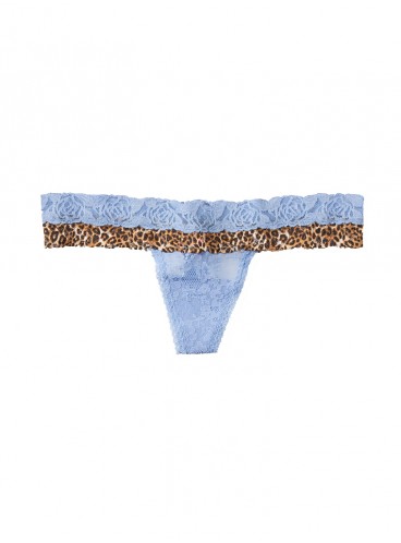 Трусики-стринги Victoria's Secret PINK из коллекции So Soft Lace - Slate Blue Leopard