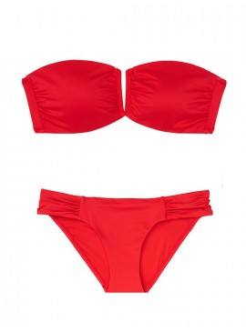 Докладніше про NEW! Стильний купальник Ruched V-Front Bandeau від Victoria&#039;s Secret - Salsa Red