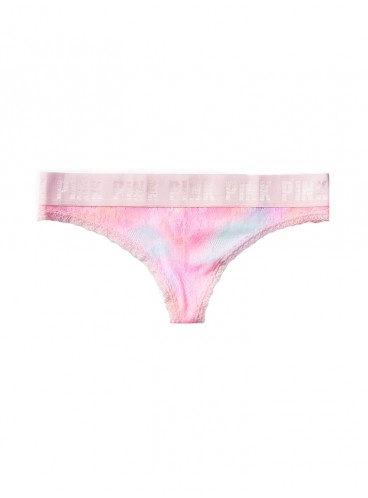 Трусики-стринги Victoria's Secret PINK из коллекции Lace Logo - Sunset Tie Dye