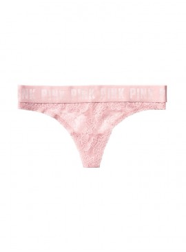Докладніше про Трусики-стрінги Victoria&#039;s Secret PINK з колекції Lace Logo - Chalk Rose
