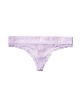 Докладніше про Трусики-стрінги Victoria&#039;s Secret PINK з колекції Lace Logo - Tinted Lilac Hearts