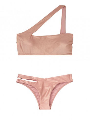 NEW! Стильний купальник Metallic One-shoulder від Victoria's Secret - Rose Sand
