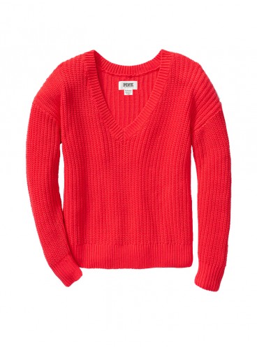 Стильный теплый свитер из коллекции Victoria's Secret PINK - Neon Candy Coral 