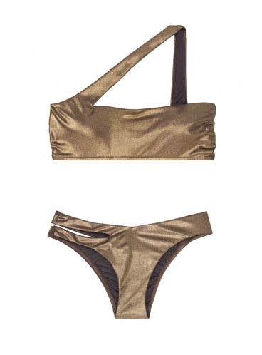 NEW! Стильний купальник Metallic One-shoulder від Victoria's Secret - Dark Gold