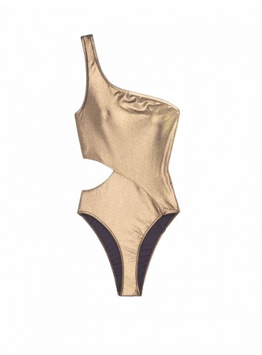 NEW! Стильный монокини Metallic One-shoulder от Victoria's Secret - Dark Gold 