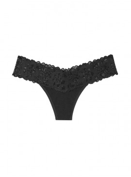 Докладніше про Трусики-стрінги Cotton Lace-waist від Victoria&#039;s Secret - Black