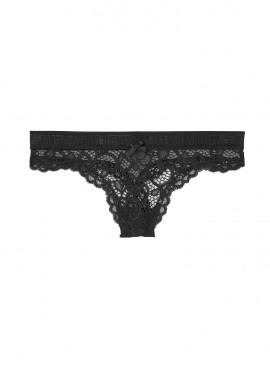 More about Кружевные трусики-стринги из коллекции Logo &amp; Lace от Victoria&#039;s Secret - Black