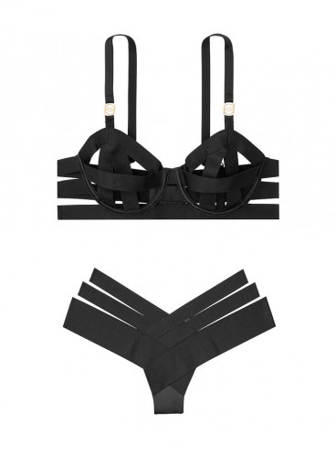 Комплект белья Demi из серии Luxe Lingerie Strappy от Victoria's Secret - Bkack