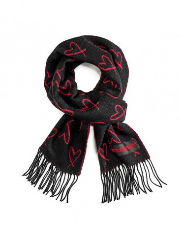 Тёплый шарф от Victoria's Secret - Woven Black & Scarlet 