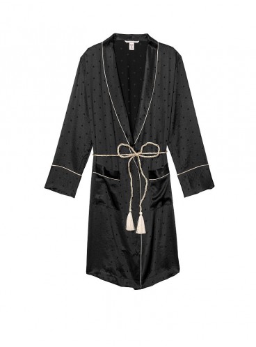 Розкішний халат Tassel-Tie Robe від Victoria's Secret - Pure Black