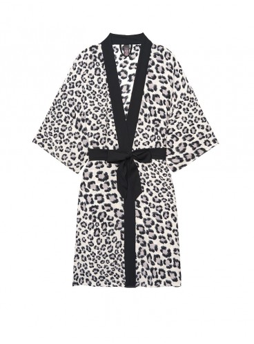 Розкішний халат Handkerchief Kimono від Victoria's Secret - Coconut White Leopard
