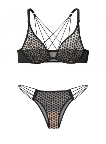 Комплект бeлья Starburst Plunge от Victoria's Secret - Black Embroidered