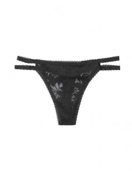 Докладніше про Трусики-стрінги Victoria&#039;s Secret PINK із колекції Lace Strappy - Pure Black
