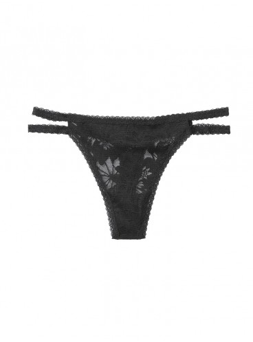 Трусики-стринги Victoria's Secret PINK из коллекции Lace Strappy - Pure Black
