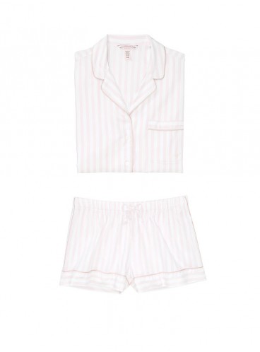 Пижамка с шортиками Victoria's Secret из сериии Sleepsoft - White Pink Fizz Stripe