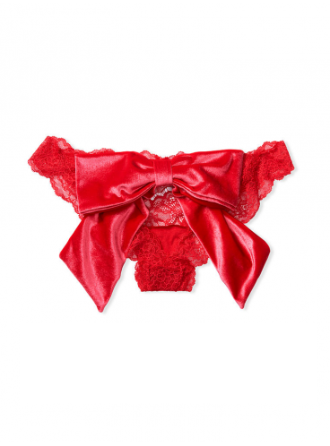 Трусики из коллекции Lace & Velvet Bow Ouvert от Victoria's Secret - Lipstick