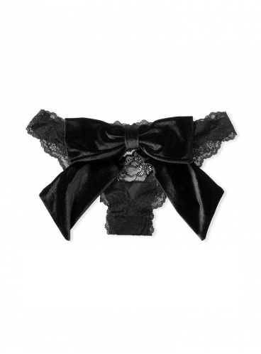 Трусики з колекції Lace & Velvet Bow Ouvert від Victoria's Secret - Black