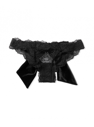 Трусики из коллекции Lace & Velvet Bow Ouvert от Victoria's Secret - Black