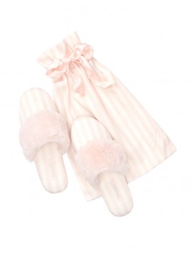 Докладніше про М&#039;які тапочки від Victoria&#039;s Secret + мішечок у подарунок White Pink