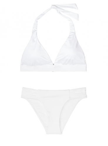 NEW! Стильний купальник Ribbed Fixed Halter від Victoria's Secret - White