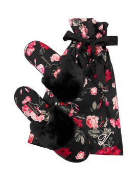 Докладніше про М&#039;які тапочки від Victoria&#039;s Secret + мішечок в подарунок Black Bright Floral