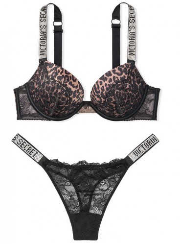 Кружевной комплект с Push-Up Shine Strap из серии Very Sexy от Victoria's Secret - Nougat Leopard