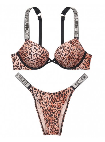 NEW! Стильный купальник Shine Strap Bali Bombshell Brazilian от Victoria's Secret - Natural Leopard