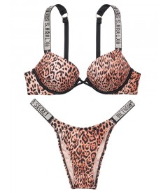 NEW! Стильный купальник Shine Strap Bali Bombshell Brazilian от Victoria's Secret - Natural Leopard