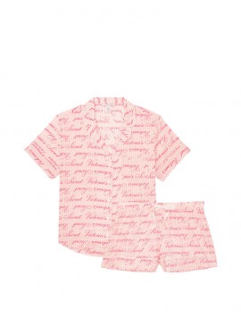 Докладніше про Бавовняна піжамка з шортиками Victoria&#039;s Secret - Pink VS Stripe