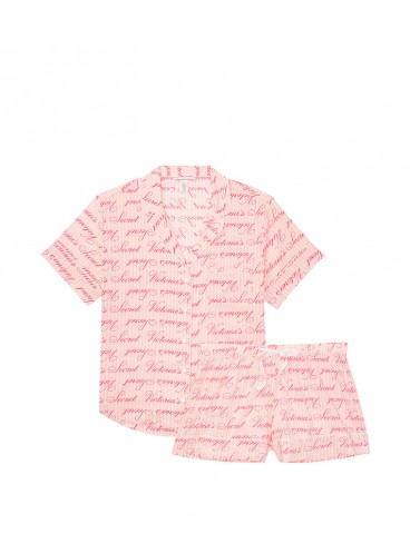 Хлопковая пижамка с шортиками Victoria's Secret - Pink VS Stripe