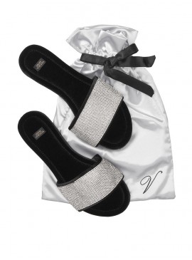 Докладніше про Домашні тапочки Embellished Velvet Slides від Victoria&#039;s Secret + мішечок у подарунок