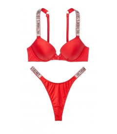 NEW! Стильный купальник Shine Strap Bali Bombshell Thong от Victoria's Secret - Cheeky Red