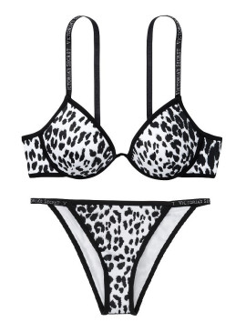 Фото NEW! Стильний купальник Malibu Fabulous Logo від Victoria's Secret - Black White Leopard