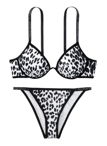 NEW! Стильний купальник Malibu Fabulous Logo від Victoria's Secret - Black White Leopard