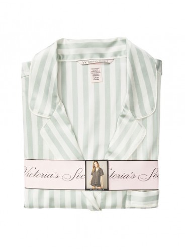 Сатиновая пижама с шортиками от Victoria's Secret - White/Grey Casual Stripe