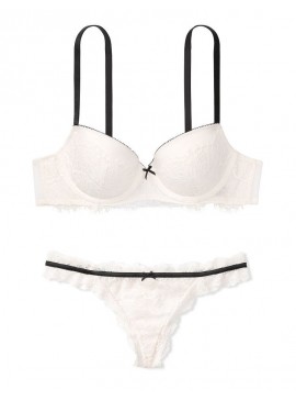 Фото Комплект белья Lightly-Lined Lace & Velvet Strap Demi от Victoria's Secret - Coconut White