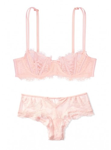 Комплект белья Wicked Unlined Lace-Up Balconette от Victoria's Secret - Purest Pink
