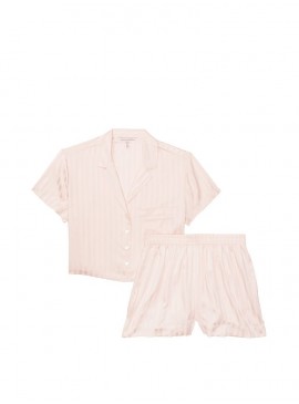 Докладніше про Піжамка з шортиками Cropped Satin Jacquard від Victoria&#039;s Secret - Pink Fizz