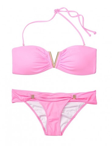 NEW! Стильный купальник Venice V-hardware Bandeau от Victoria's Secret - Pink Splash