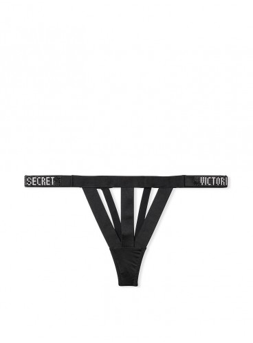 Трусики-стрінги Banded Logo Shine Strap від Victoria's Secret - Black